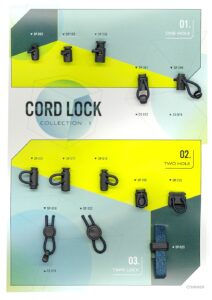 H24-085 Cord Lock Collection II_1 SP-003, SP-159, SP-256, SP-301, SP-299, CS-033, CS-079, SP-231, SP-277, SP-010, SP-298, SP-235, SP-028, SP-332, SP-025, CS-074